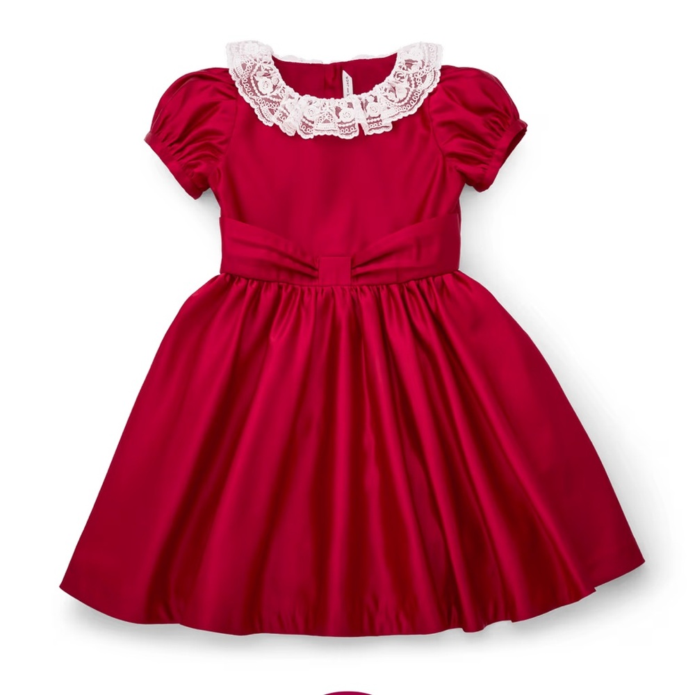 American Girl / Janie and Jack  Scarlet Dress with Lace Detail